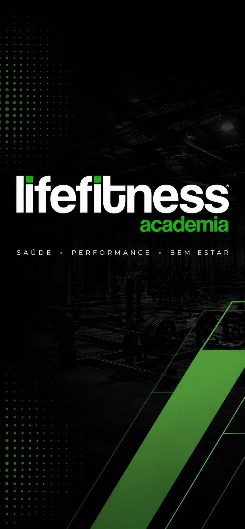 Estrutura da academia com equipamentos