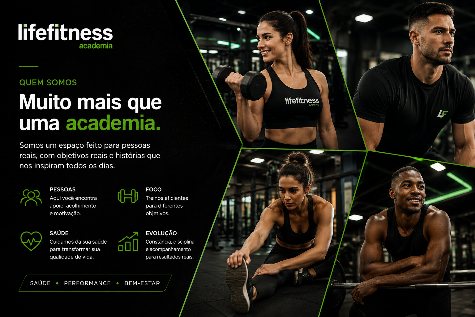 Pessoas treinando na Life Fitness Academia